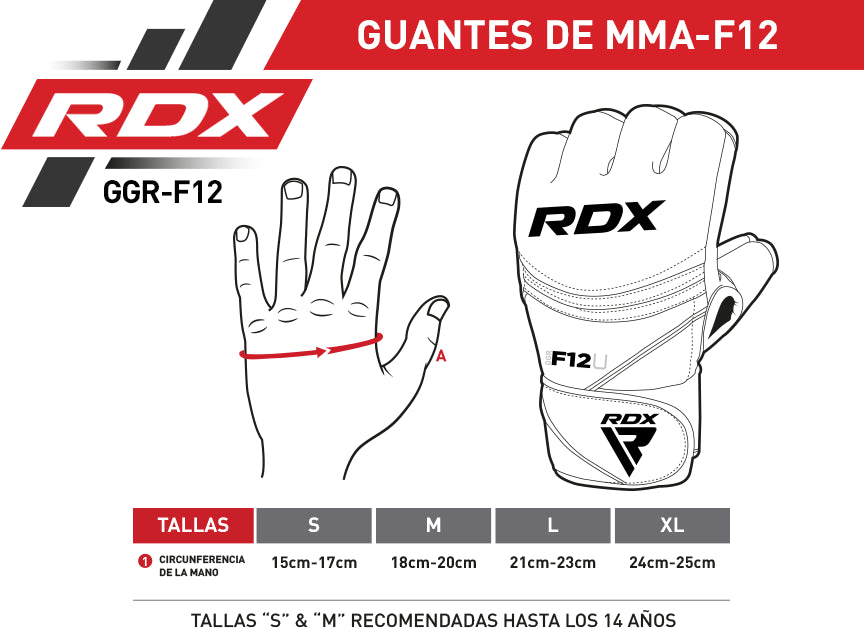 GUANTES DE MMA Y GRAPPLING F12 ROJO - L - 2