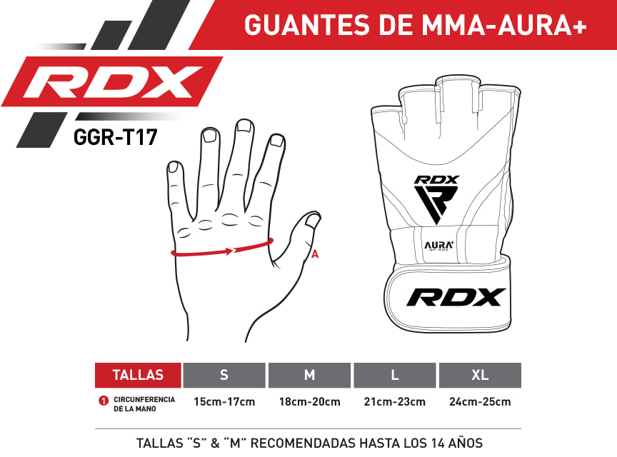 GUANTES DE MMA PARA ENTRENAMIENTO Y GRAPPLING AURA PLUS T17 DORADO -XL - 2