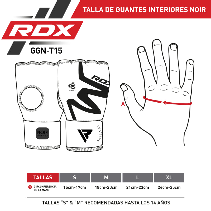 GUANTES INTERIORES DE NEOPRENO PARA BOXEO MMA MUAY THAI NOIR T15 - M - 2