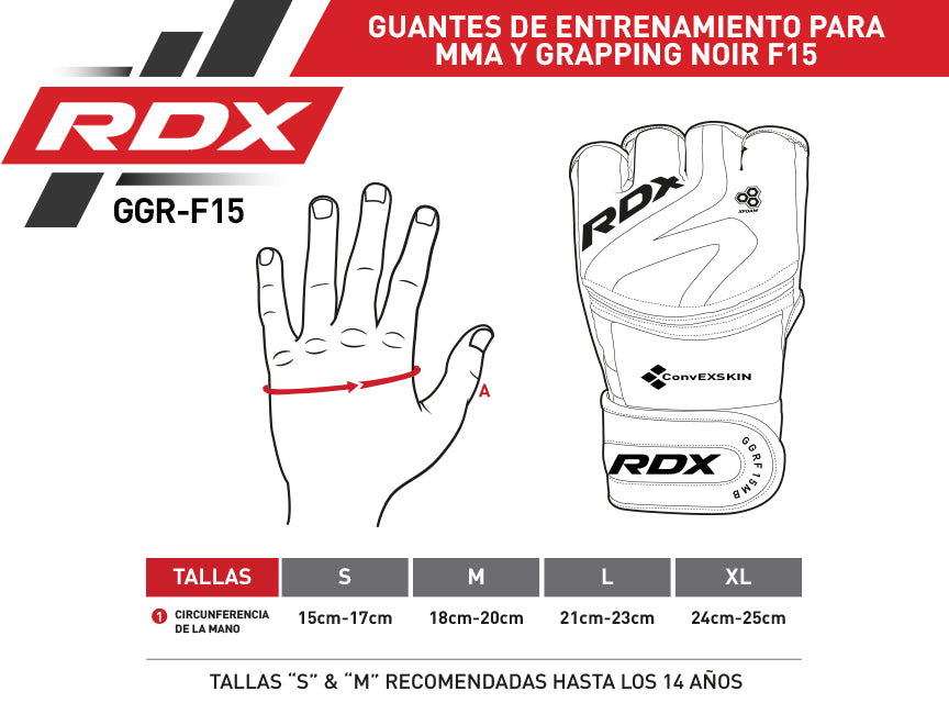 GUANTES DE MMA PARA ENTRENAMIENTO Y GRAPPING NOIR F15 - M - 2
