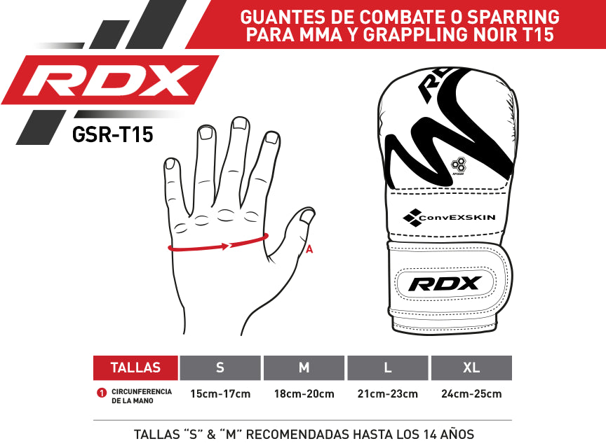 GUANTES DE COMBATE PARA MMA Y GRAPPLING NOIR T15 - M - 3