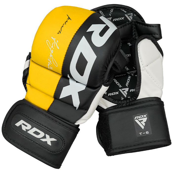 GUANTES DE COMBATE PARA MMA Y GRAPPLING T6 PLUS AMARILLO - M - 4