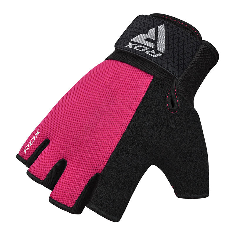 GUANTES PARA LEVANTAMIENTO DE PESAS RDX W1H PLUS ROSADO - 3