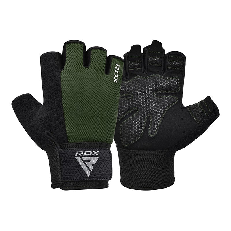 GUANTES PARA LEVANTAMIENTO DE PESAS RDX W1H PLUS VERDE - 1
