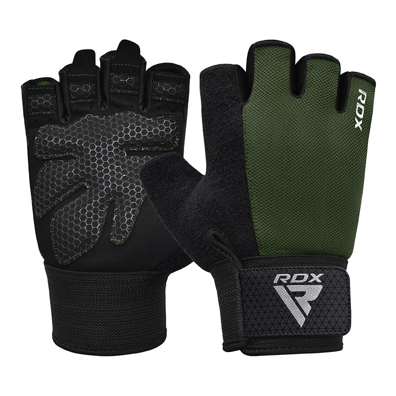 GUANTES PARA LEVANTAMIENTO DE PESAS RDX W1H PLUS VERDE - 4