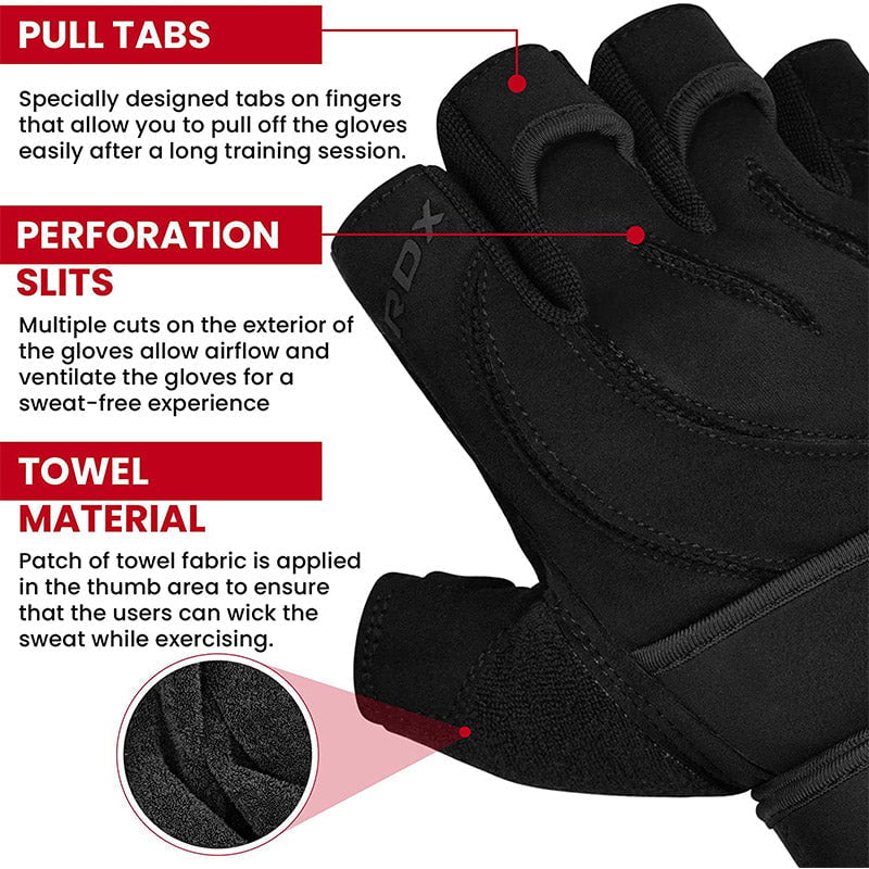 GUANTES PARA LEVANTAMIENTO DE PESAS L4 NEGRO - 4
