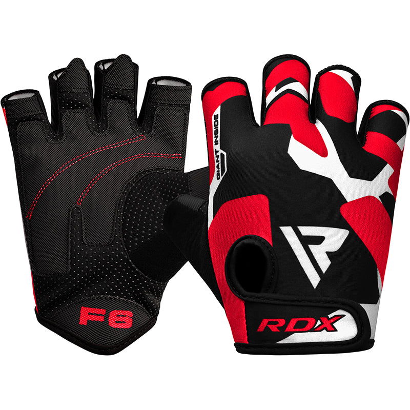 GUANTES PARA LEVANTAMIENTO DE PESAS SUBLIMADOS F6 ROJO - 3