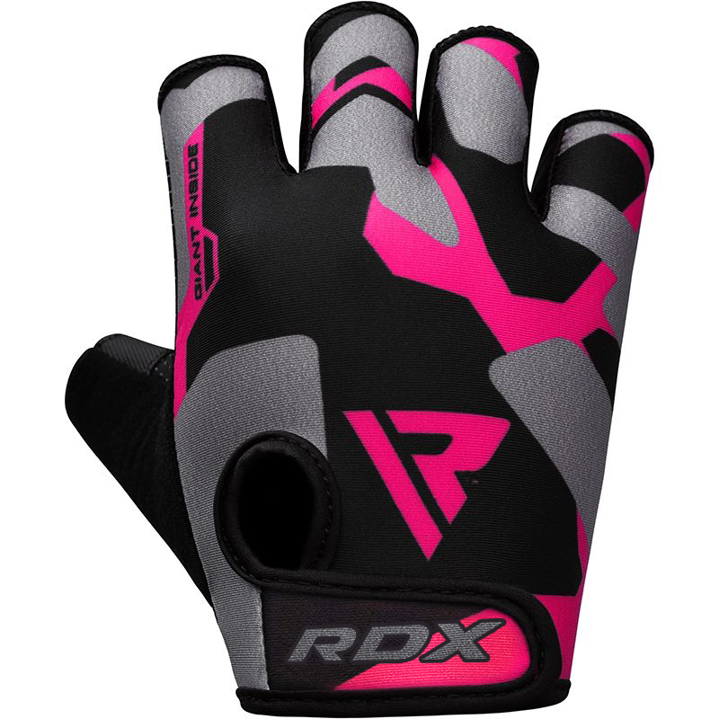 GUANTES PARA LEVANTAMIENTO DE PESAS SUBLIMADOS PARA MUJER RDX F6 ROSADO - 1