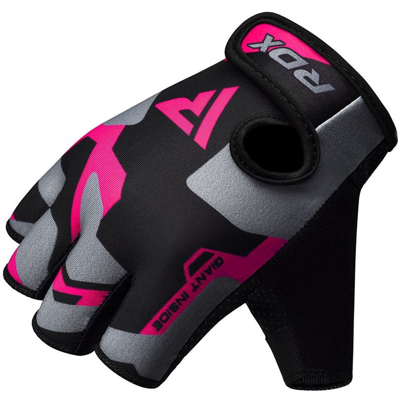GUANTES PARA LEVANTAMIENTO DE PESAS SUBLIMADOS PARA MUJER RDX F6 ROSADO - 3