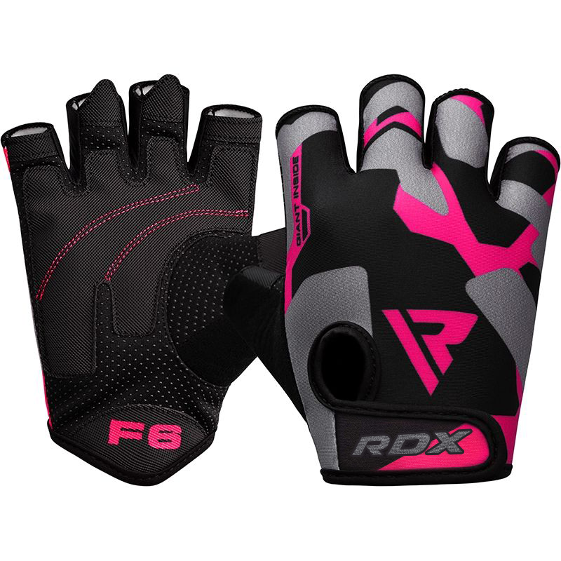 GUANTES PARA LEVANTAMIENTO DE PESAS SUBLIMADOS PARA MUJER RDX F6 ROSADO - 4