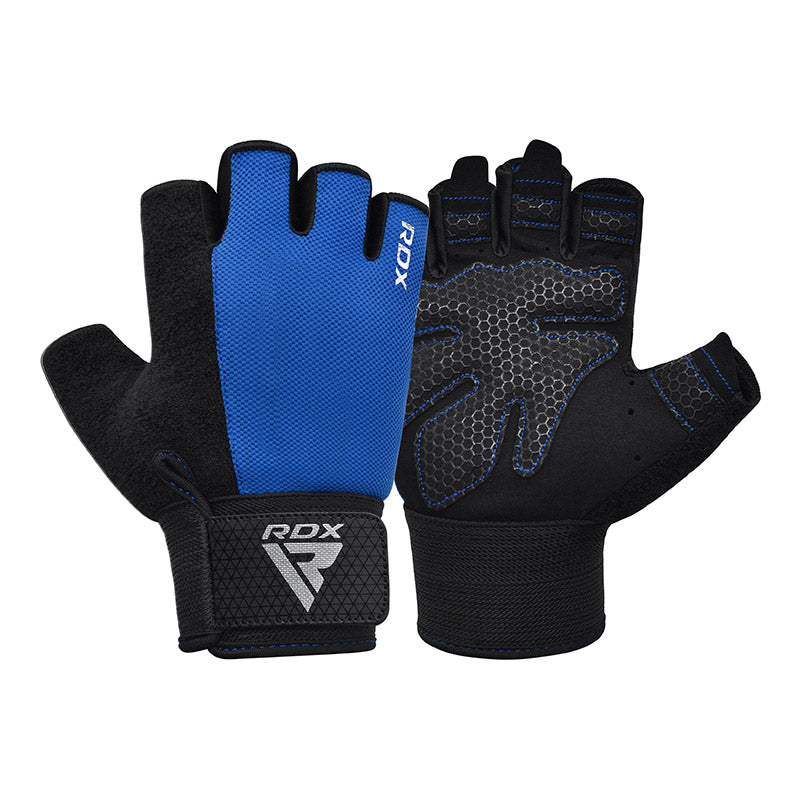 GUANTES PARA LEVANTAMIENTO DE PESAS RDX W1H PLUS AZUL - 1