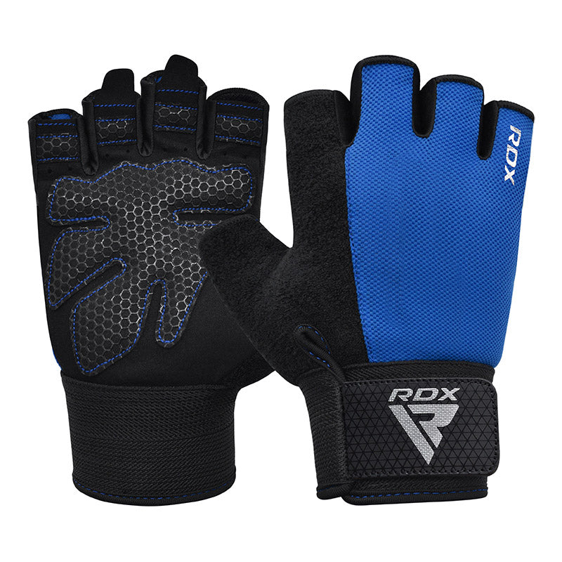 GUANTES PARA LEVANTAMIENTO DE PESAS RDX W1H PLUS AZUL - 4