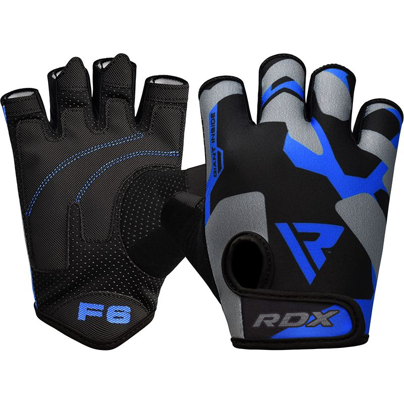 GUANTES PARA LEVANTAMIENTO DE PESAS SUBLIMADOS F6 AZUL - 3