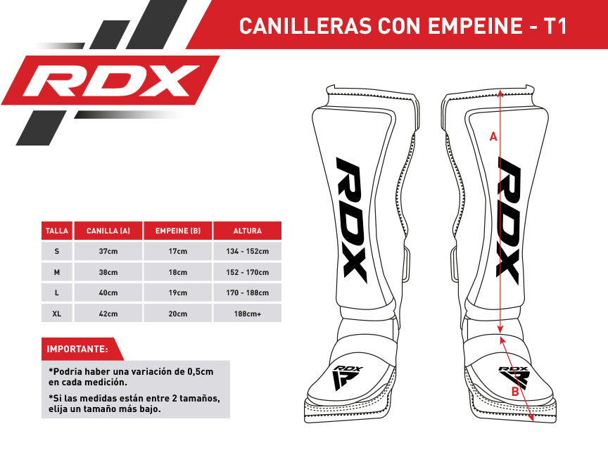CANILLERAS CON EMPEINE PARA MUAY THAI T1 NEGRO - 2