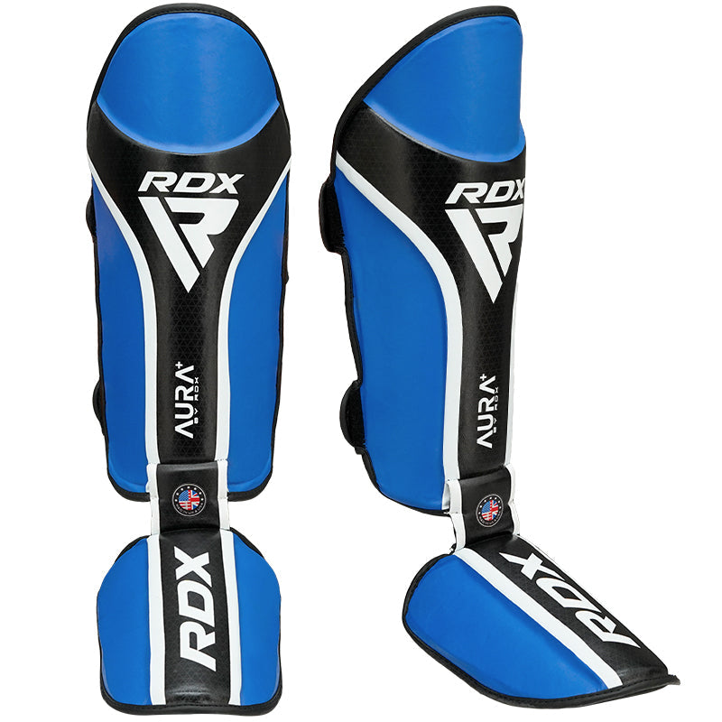 CANILLERAS CON EMPEINE PARA MUAY THAI AURA PLUS T17 AZUL - 1