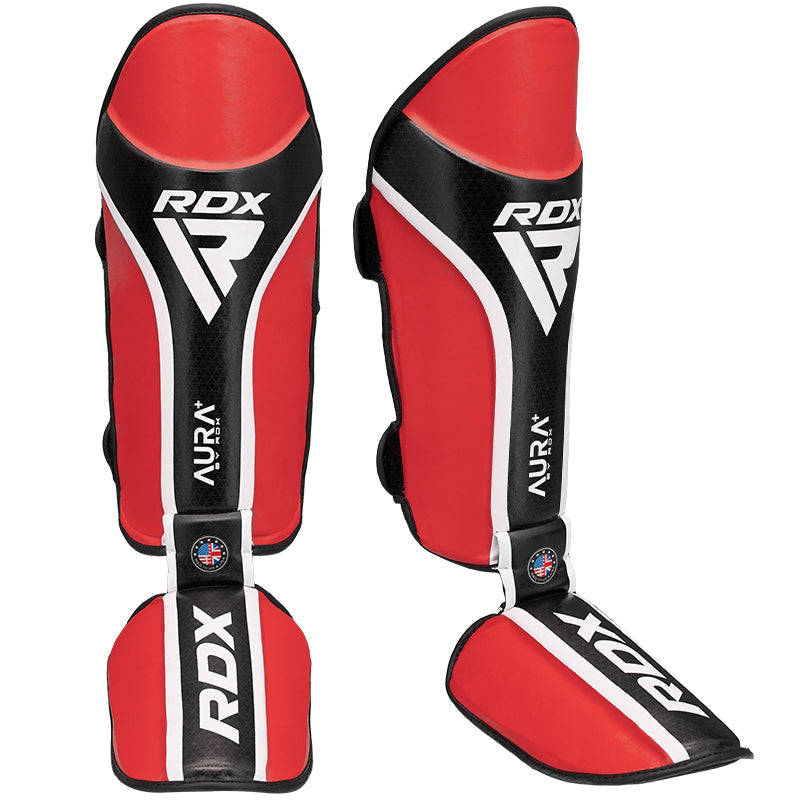 CANILLERAS CON EMPEINE PARA MUAY THAI AURA PLUS T17 ROJO - 1