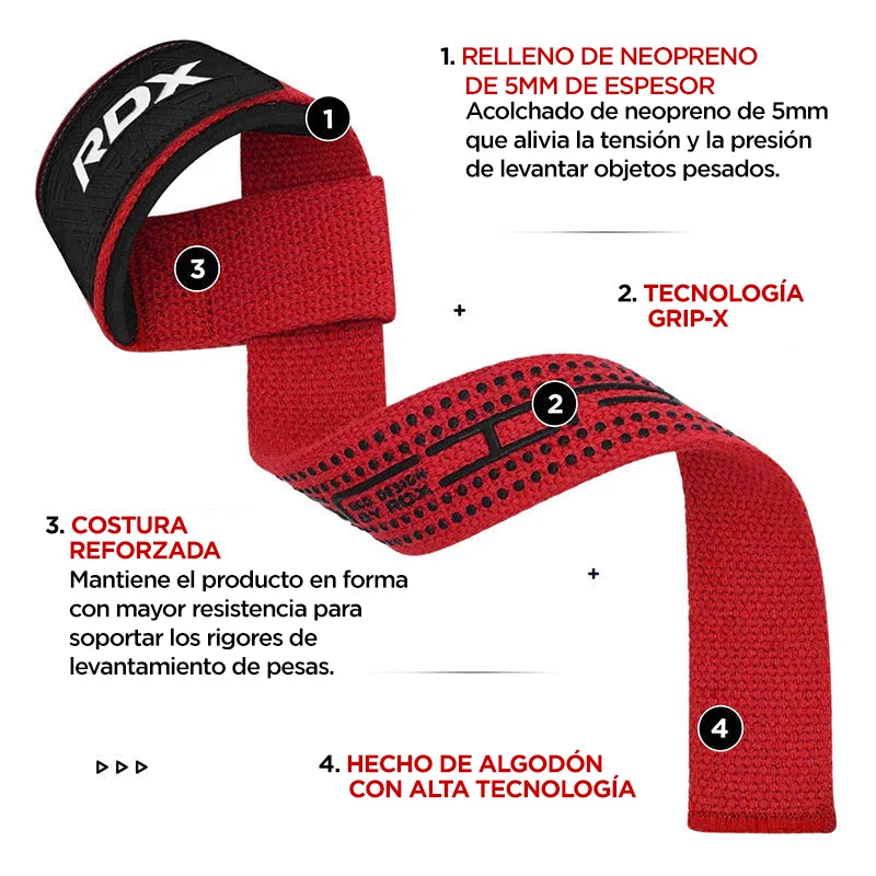 CORREAS DE LEVANTAMIENTO ANTIDESLIZANTES S4+ ROJO - 4