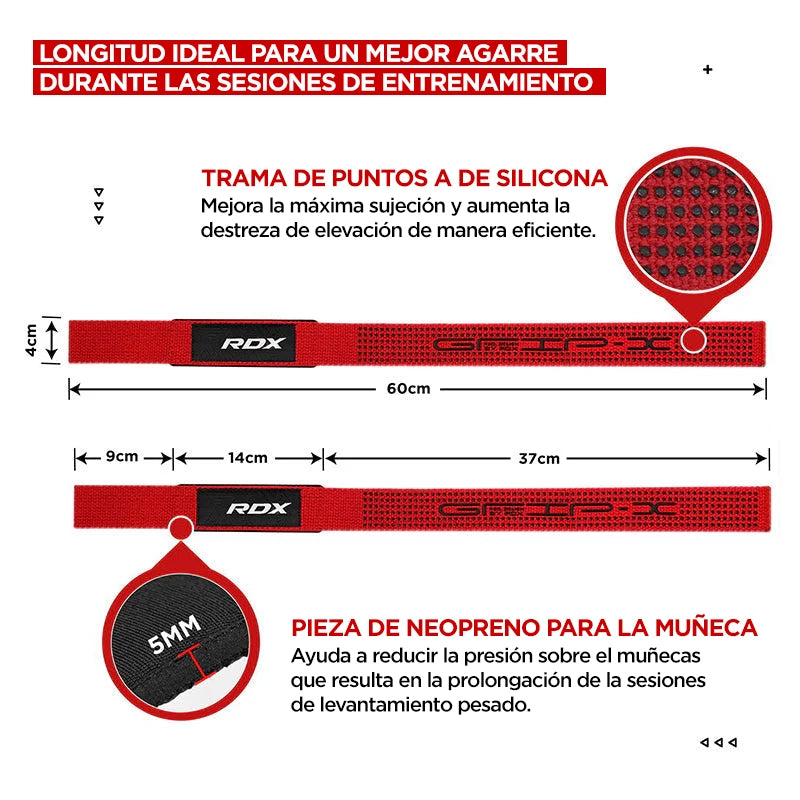 CORREAS DE LEVANTAMIENTO ANTIDESLIZANTES S4+ ROJO - 5