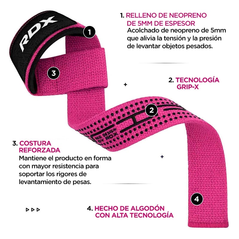 CORREAS DE LEVANTAMIENTO ANTIDESLIZANTES S4+ ROSADO - 5