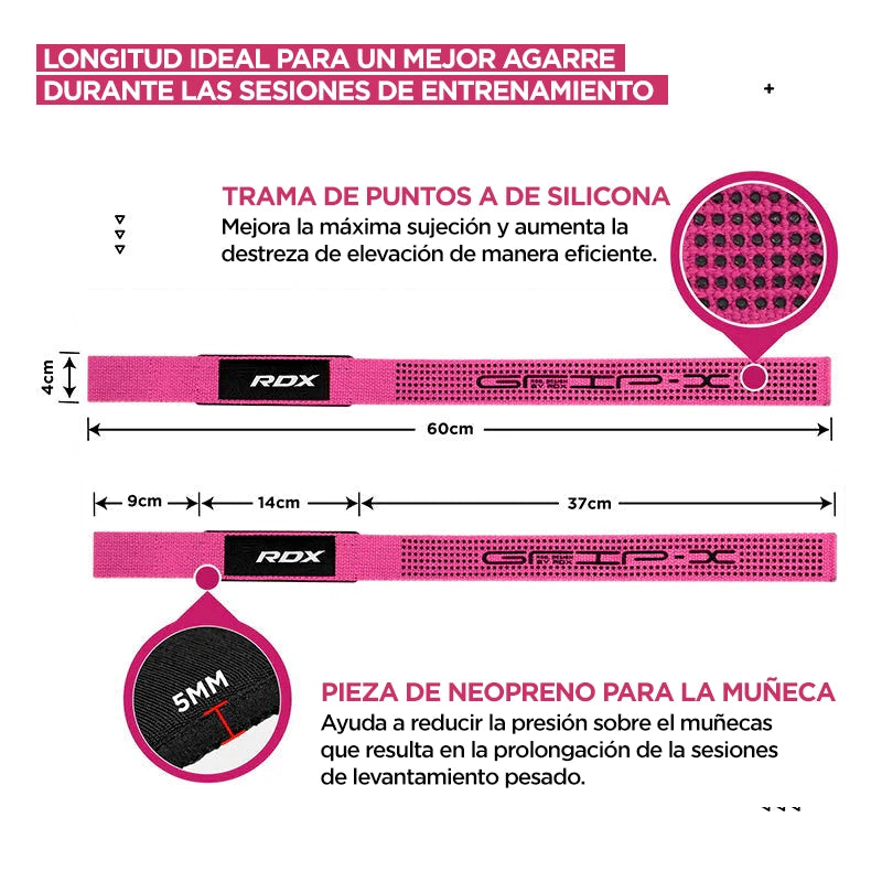 CORREAS DE LEVANTAMIENTO ANTIDESLIZANTES S4+ ROSADO - 6