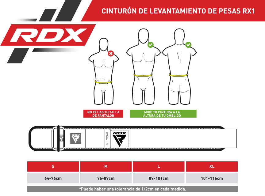 CINTURÓN DE LEVANTAMIENTO DE PESAS RX1 NEGRO - 2