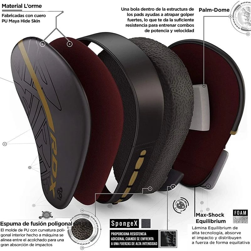 MANOPLAS O GUANTALETAS DE BOXEO KARA F6 - DORADO - 7