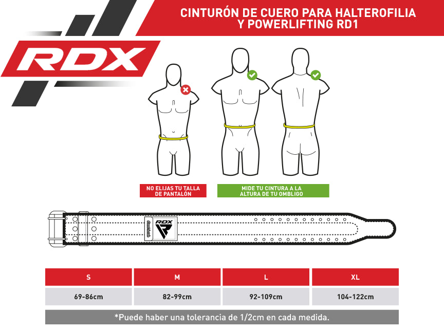 CINTURÓN DE CUERO PARA HALTEROFILIA Y POWERLIFTING RD1 - 2