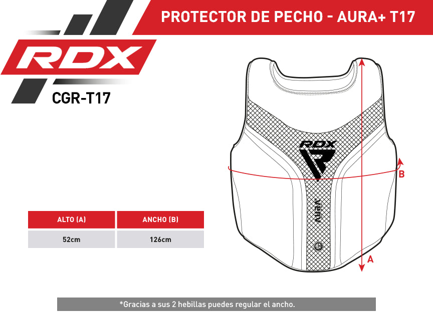 PROTECTOR DE PECHO RDX AURA PLUS T17 - ROJO - 2