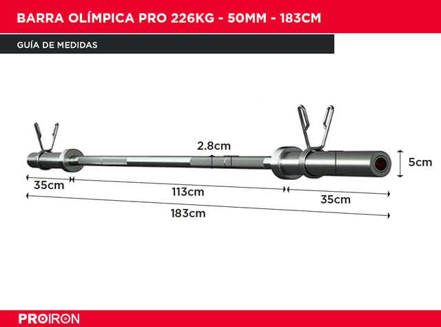BARRA OLÍMPICA PRO 226KG - 50MM - 182 CM - 2