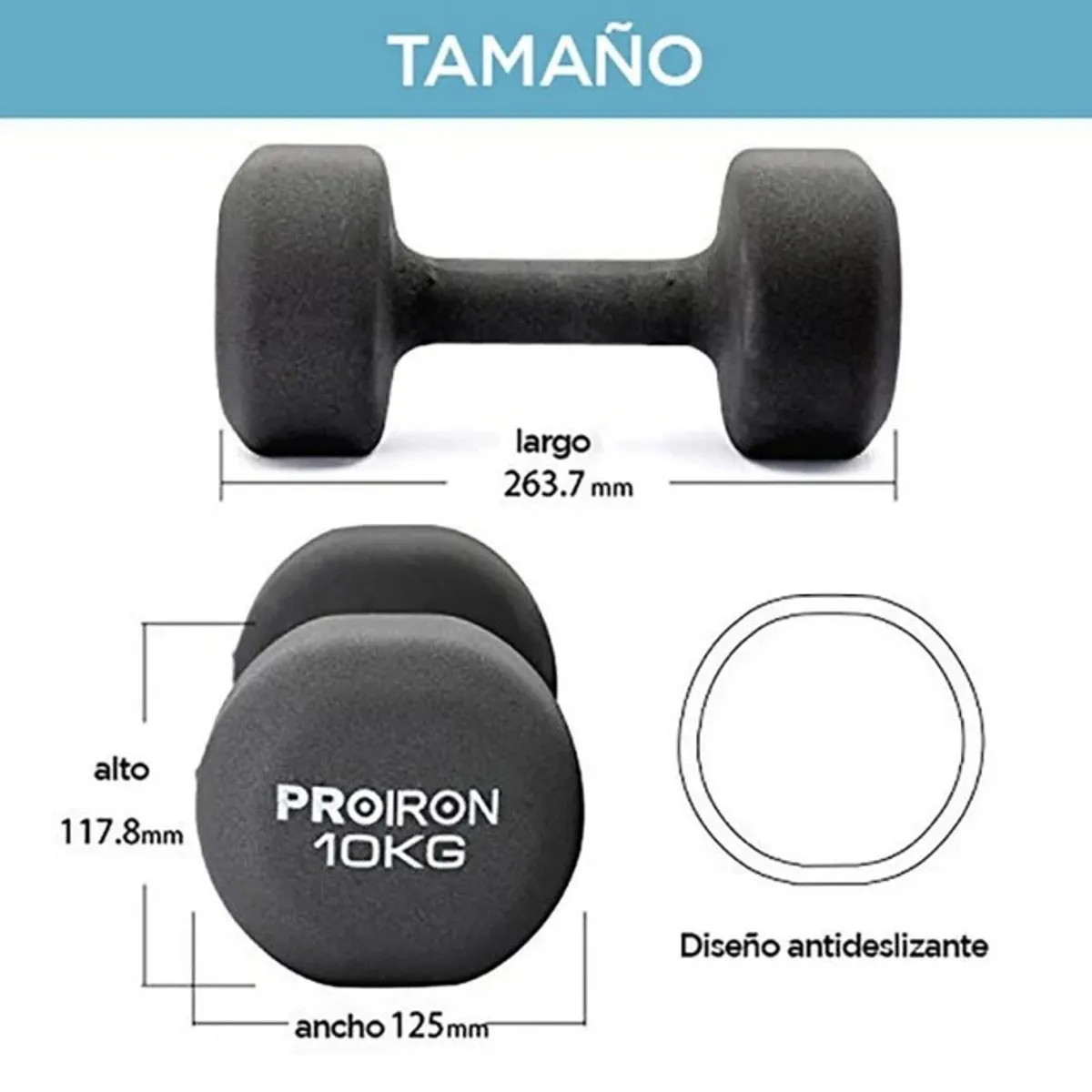 PAR DE MANCUERNAS DE NEOPRENO 10KG NEGRO - 2