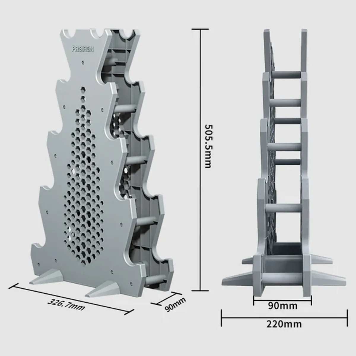 SET DE MANCUERNAS DE NEOPRENO DE 1KG CELESTE, 2KG, 3KG, 4KG Y 5KG + RACK 5 NIVELES - 3