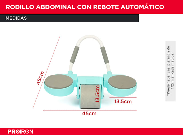RODILLO ABDOMINAL CON REBOTE AUTOMÁTICO - TURQUESA - 3