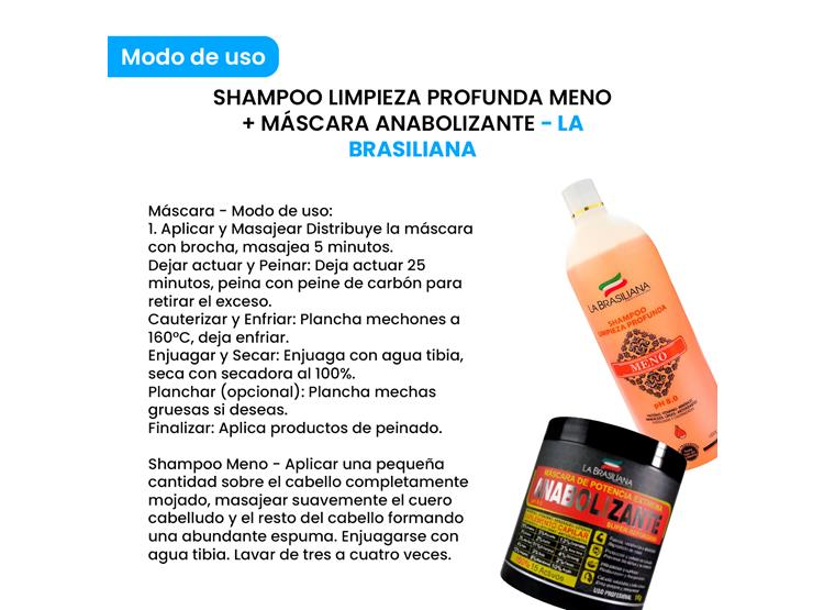 SHAMPOO LIMPIEZA PROFUNDA MENO + MÁSCARA ANABOLIZANTE - LA BRASILIANA - 3