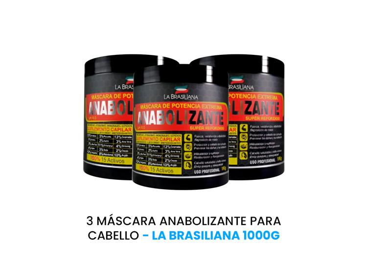 3 MÁSCARA ANABOLIZANTE PARA CABELLO - LA BRASILIANA 1000G - 1