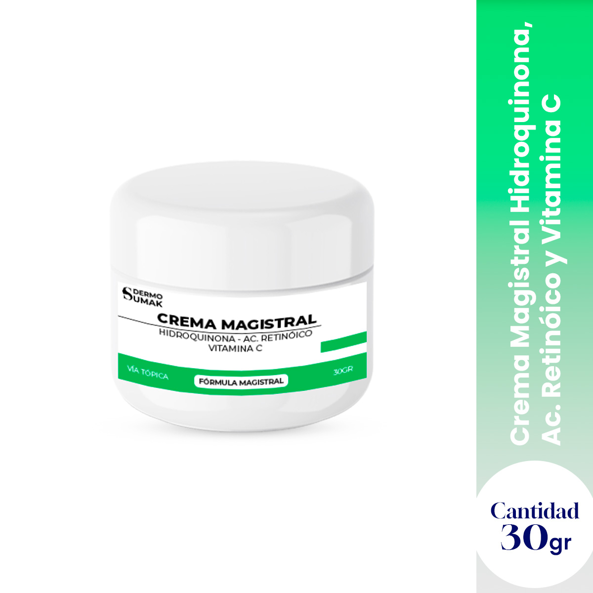 CREMA MAGISTRAL HIDROQUINONA 4% & AC RETINOICO 0.025% & VITAMINA C 2% -30 GR DERMO SUMAK - 1