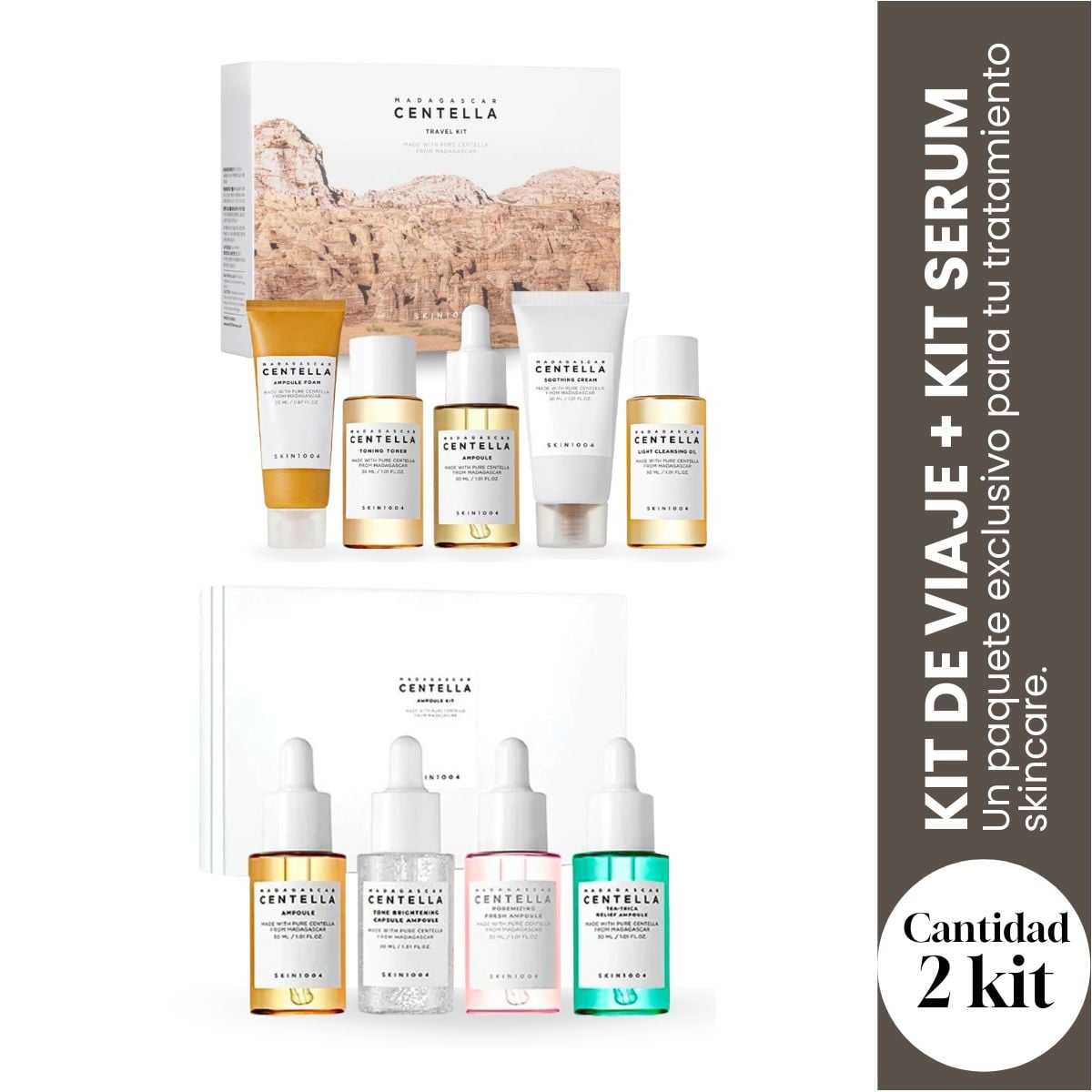 KIT DE VIAJE + KIT DE AMPOLLAS DE CENTELLA MADAGASCAR SKIN 1004 - 1