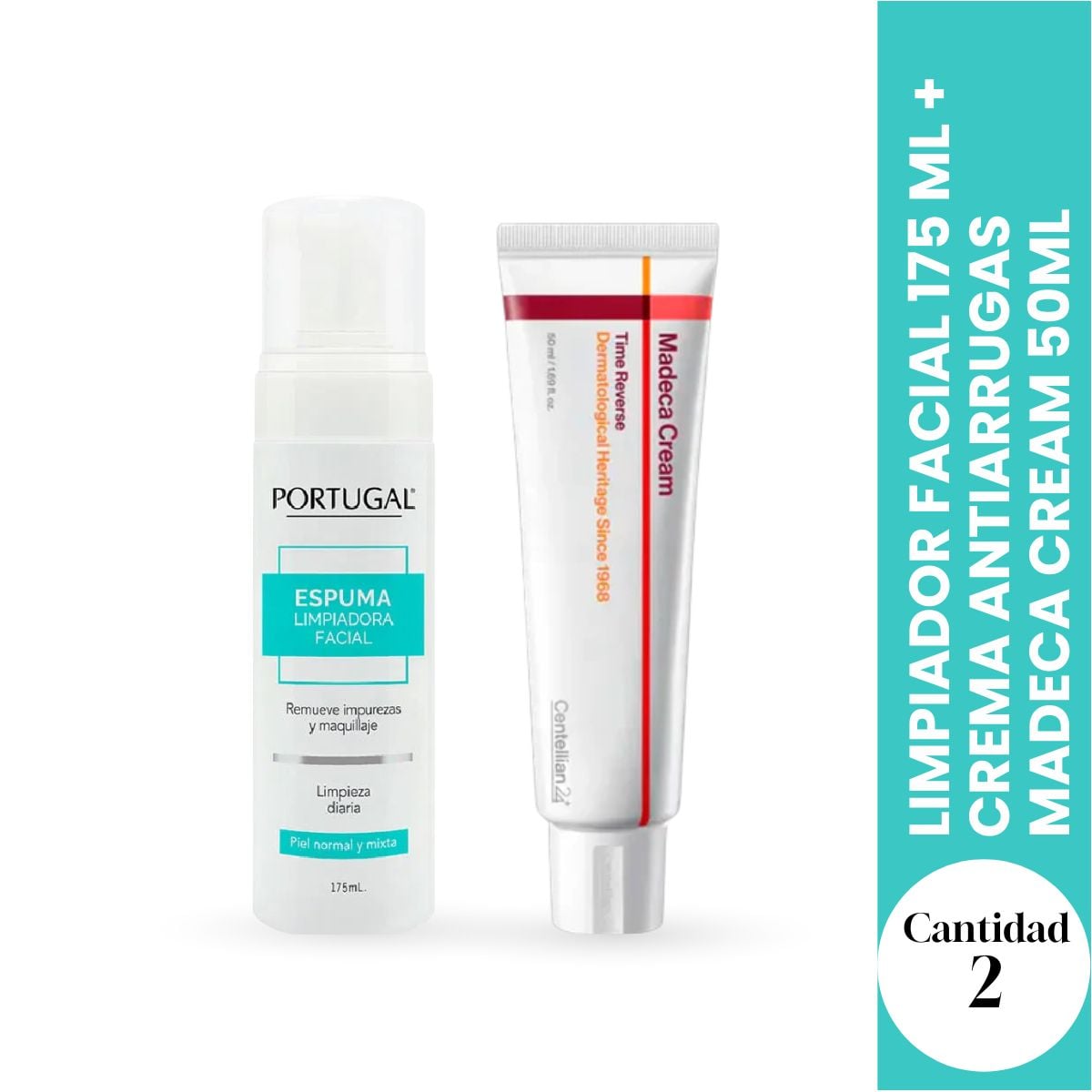 ESPUMA LIMPIADOR FACIAL - PORTUGAL 175ML + CENTELLIAN24 - CREMA ANTI-ARRUGAS MADECA CREAM - 1