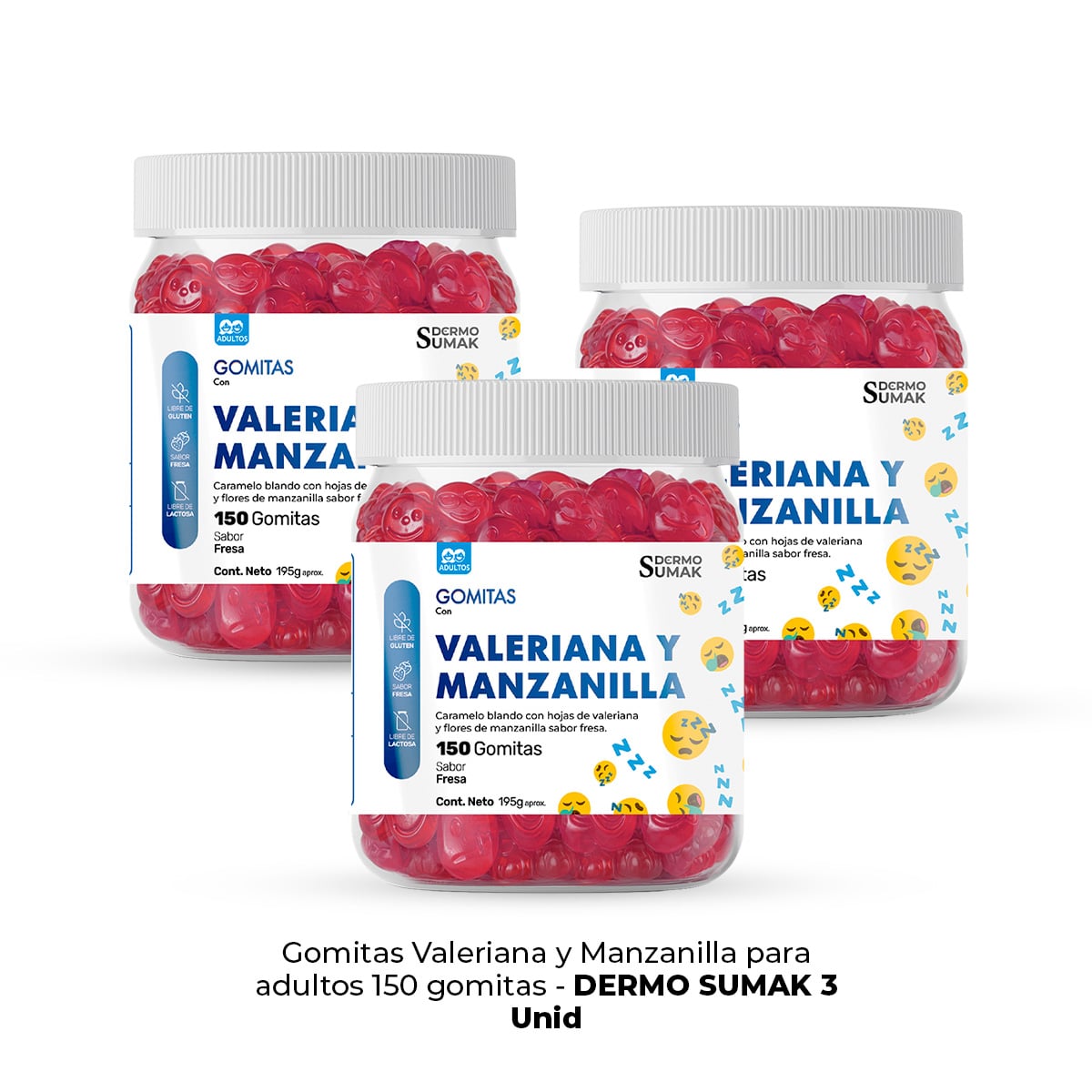 GOMITAS VALERIANA Y MANZANILLA ADULTO 150 GOMITAS DERMO SUMAK 3UNI - 1