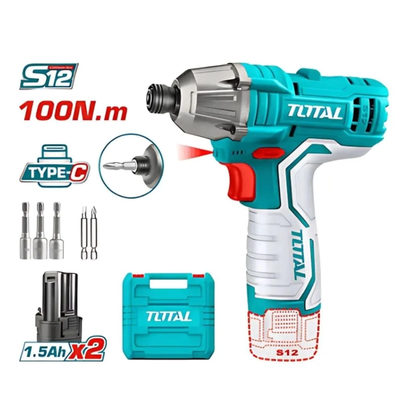 DESTORNILLADOR DE IMPACTO 100NM 12V TOTAL TIRLI12015 - 1