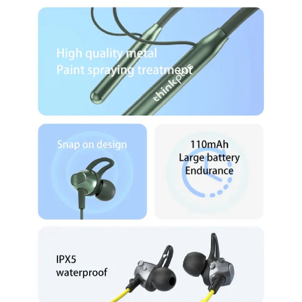 AUDIFONOS BLUEOOTH DEPORTIVOS LENOVO BT10 VERDE - 4
