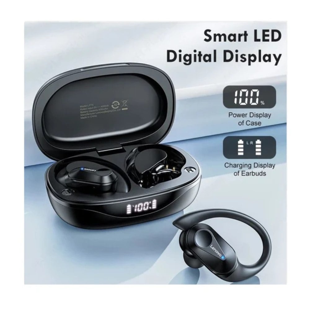 AUDIFONO BLUETOOTH LENOVO LP75 SPORTS WIRELESS 5.3 - NEGRO - 2