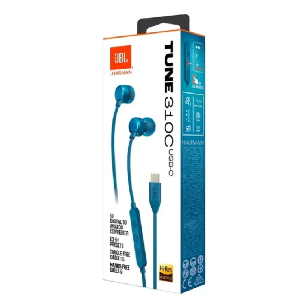 JBL AUDIFONOS USB-C HI-RES EXTRA BASS + ECUALIZADOR TUNE 310C AZUL - 3