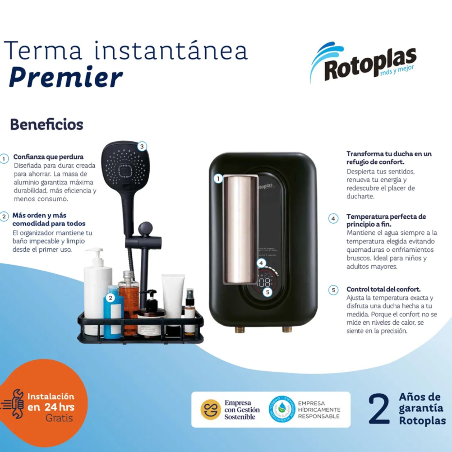 RAPIDUCHA ROTOPLAS PREMIER 5500W AGUA CALIENTE INSTANTANEA - 5