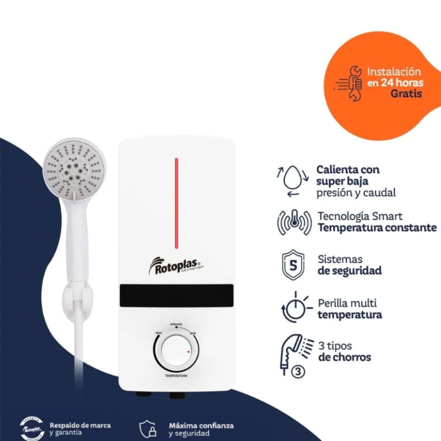APIDUCHA ELECTRICA ROTOPLAS SPAZIO 5500W BLANCO - 3