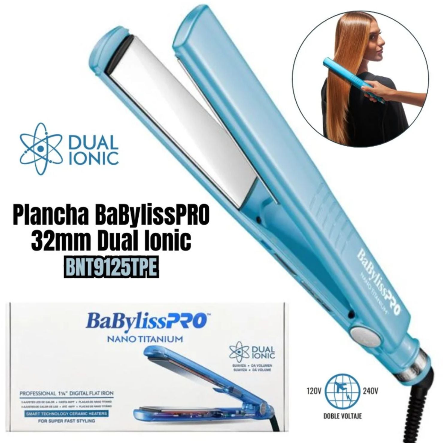 PLANCHA PARA CABELLO BABYLISS PRO DUAL IONIC 32 MM PROFESIONAL - 1