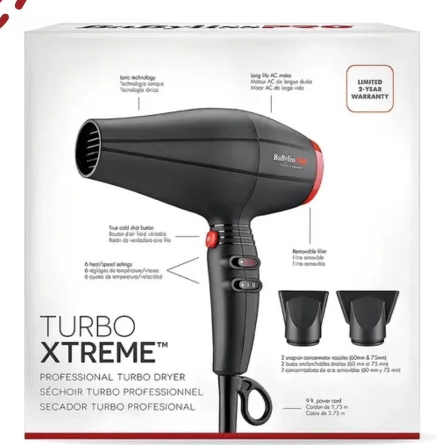SECADORA BABYLISSPRO TURBO XTREME B9400PE PROFESIONAL 2200W - 4