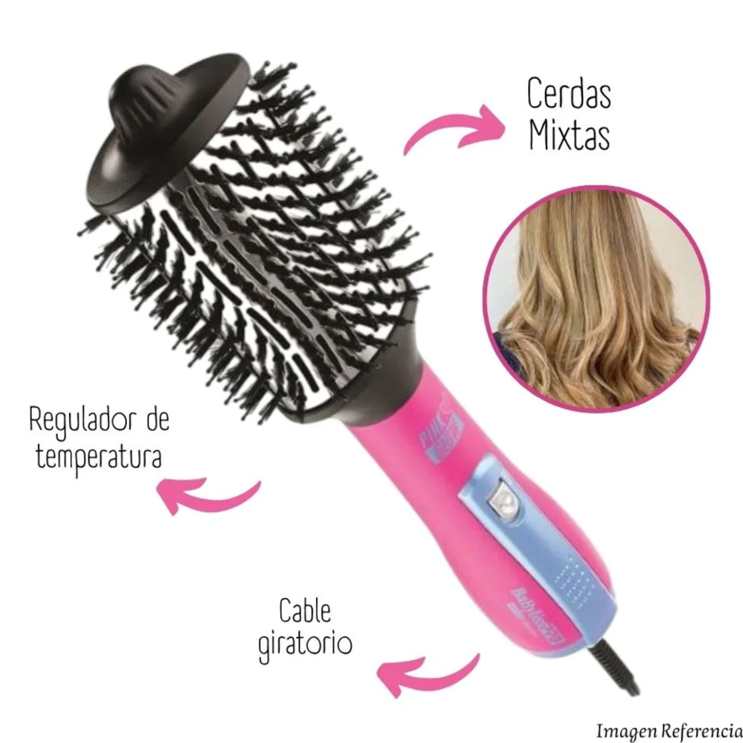 CEPILLO SECADOR BABYLISSPRO FUCSIA GLOW 72 MM PROFESIONAL - 3