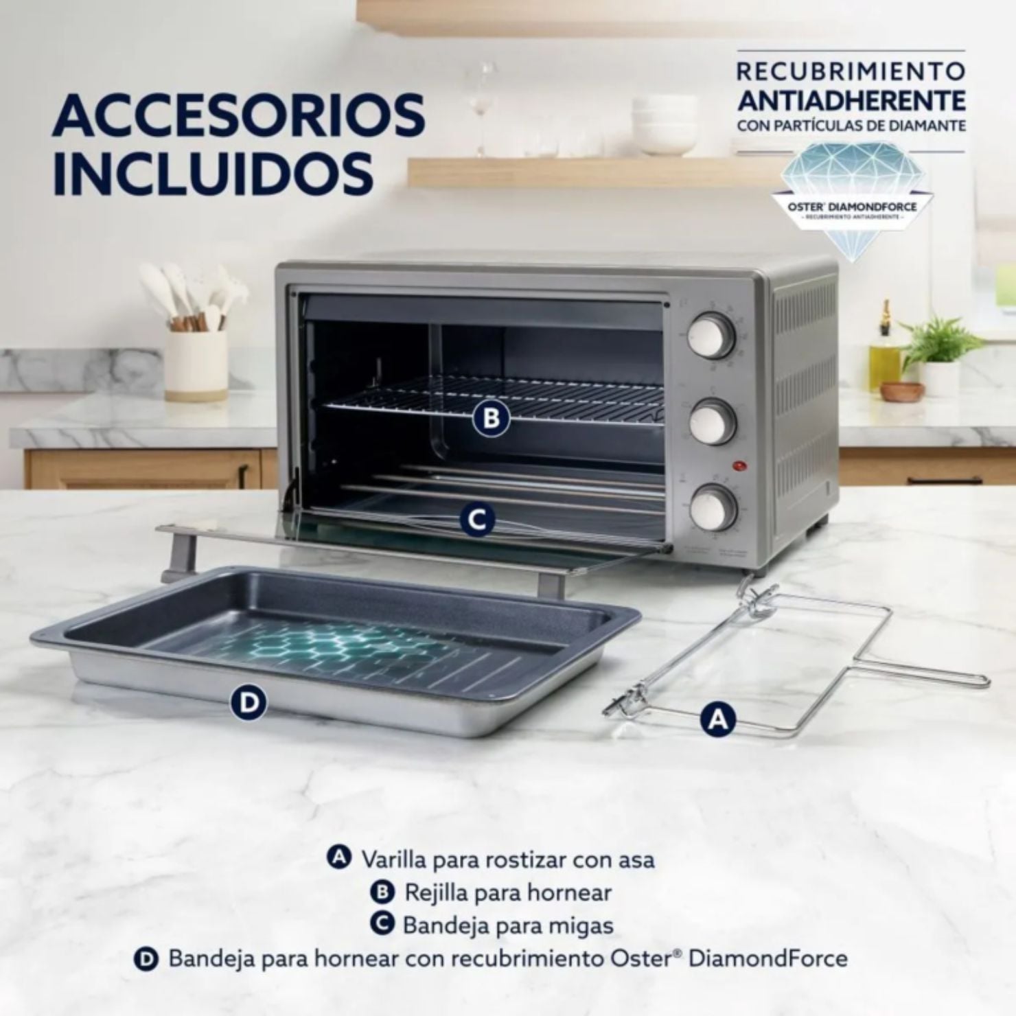 HORNO ELÉCTRICO OSTER 60 LITROS TSSTTV60MNS 053 CON ROSTIZADOR - 6