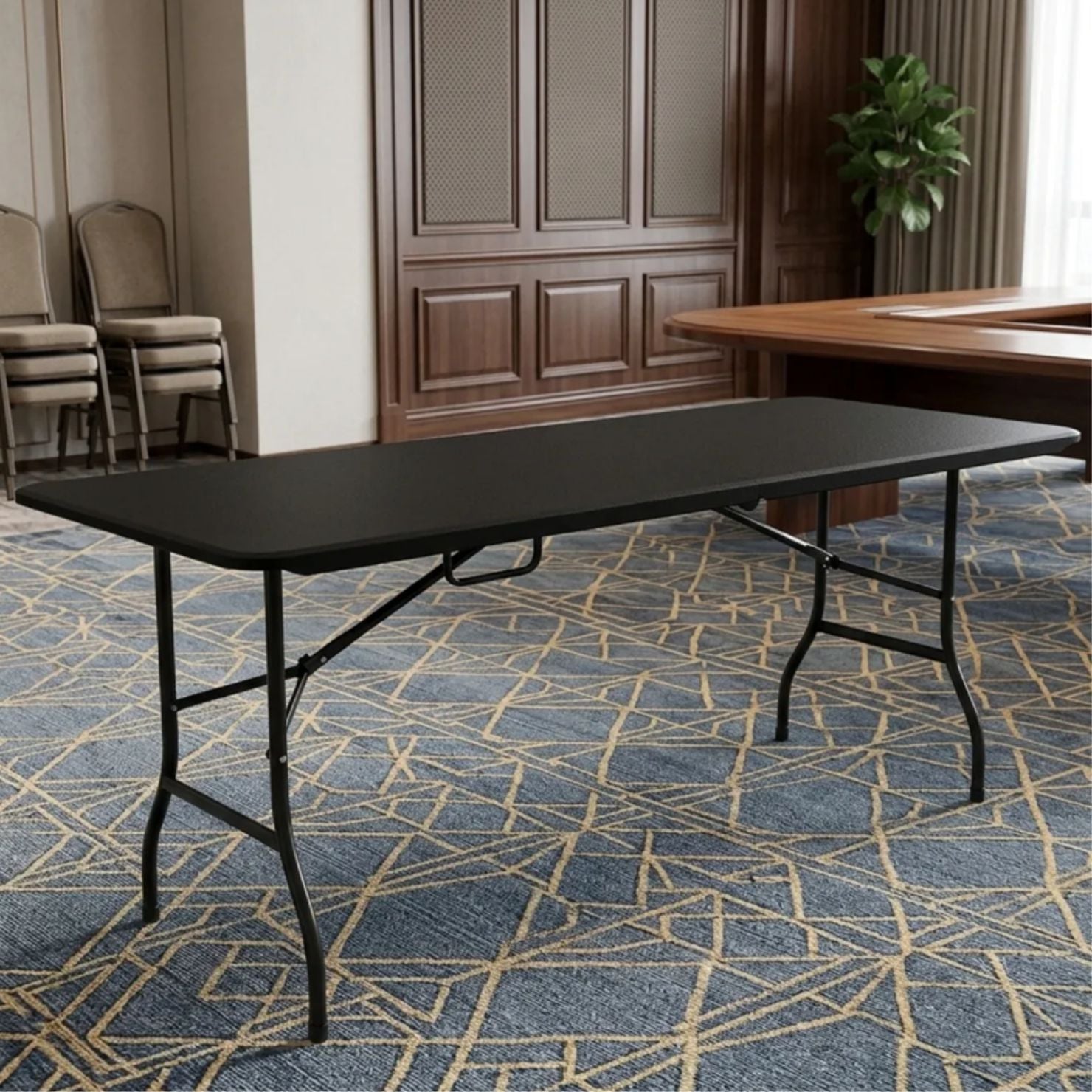 MESA PLEGABLE NEGRA 180 CM PARA EVENTOS Y REUNIONES - 5