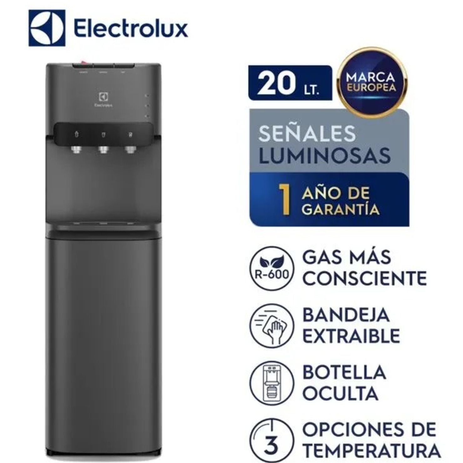 DISPENSADOR DE AGUA ELECTROLUX ED30SRBL FRÍA CALIENTE Y NATURAL - 1